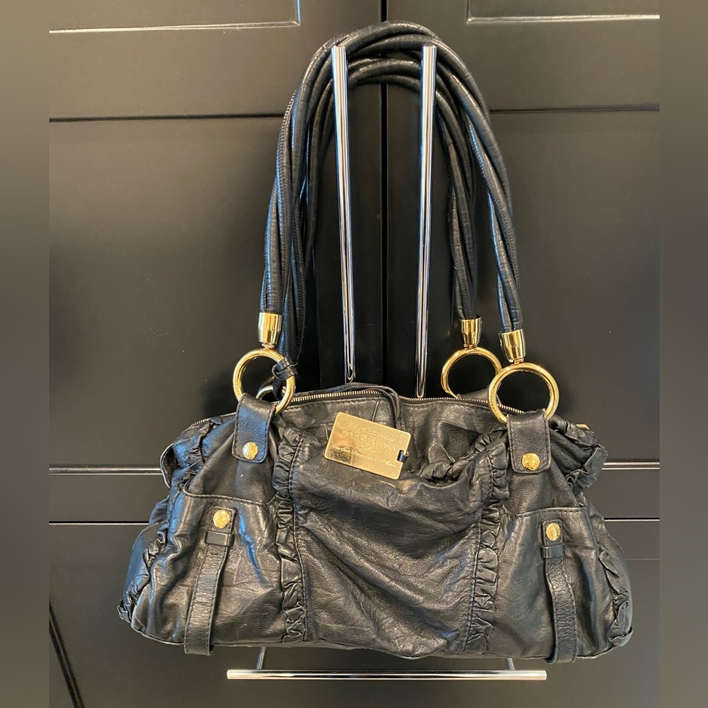 Dolce & Gabbana EUC Black Leather Bag with Heavy Gold Hardware